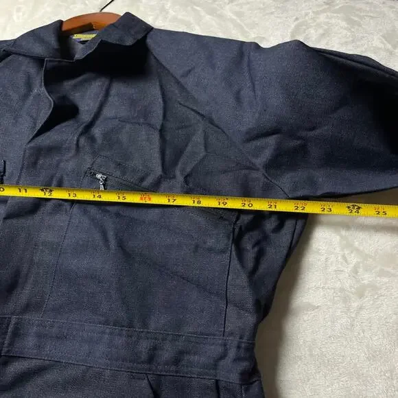 VTG Sears Toughskins Coveralls Men's 42S Blue Denim Deadstock Mechanic Workwear